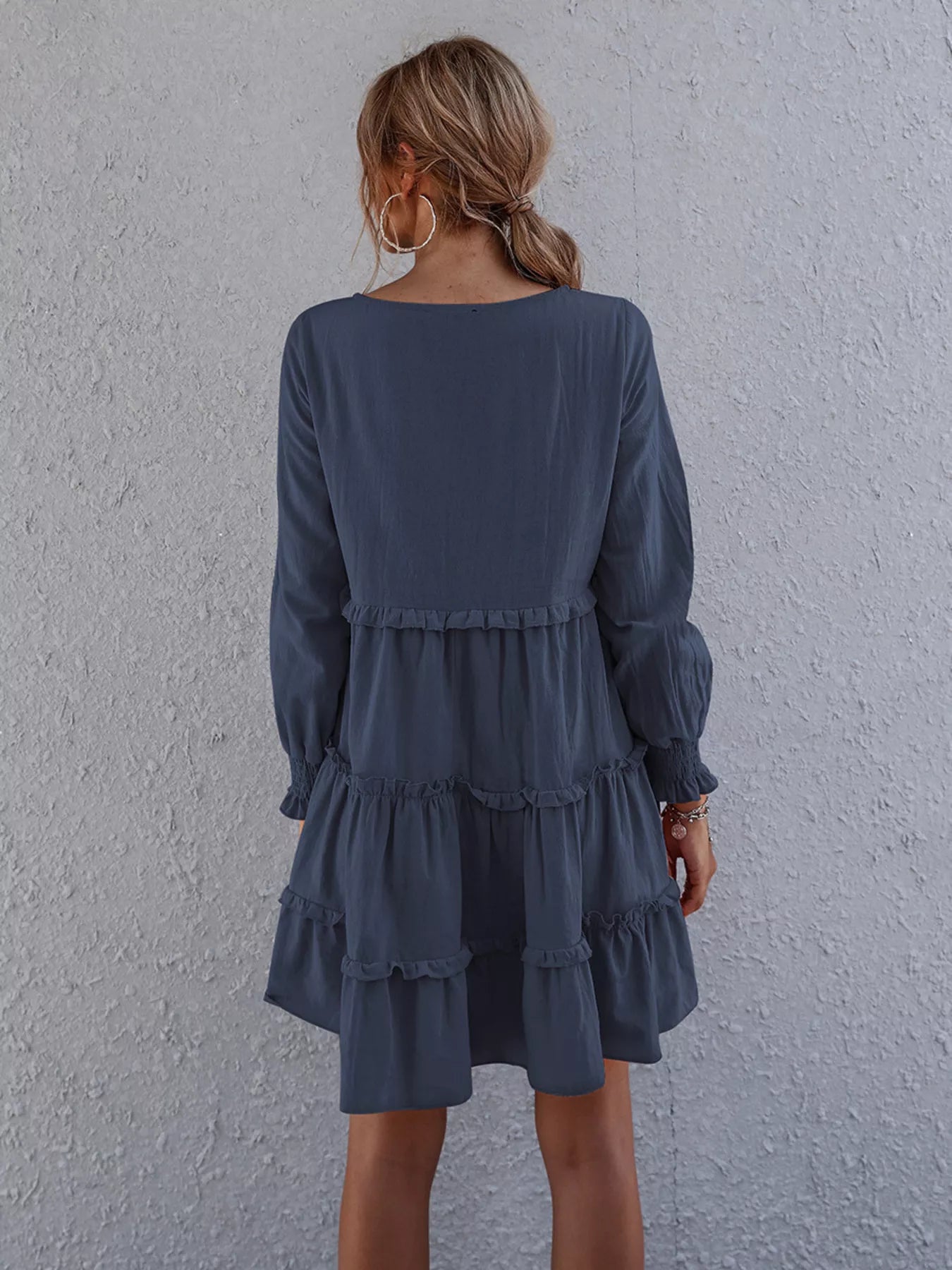 Ruffle Tiered Long Sleeve Mini Dress