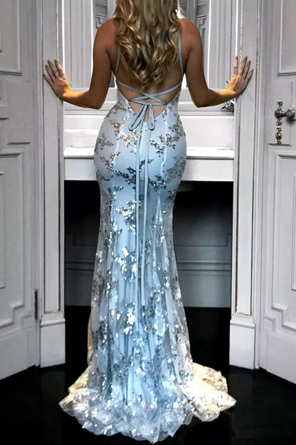 Sequin Tie Back V-Neck Maxi Dress