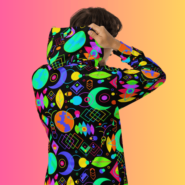 Playful Unisex Zip Hoodie - Eco-Friendly Vibes for Rave & Chill