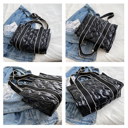 Rhombus Sewing Tote Bag Winter Designer Luxury Down Shoulder Bag High Capacity Commuting Personalized Handbags For Women