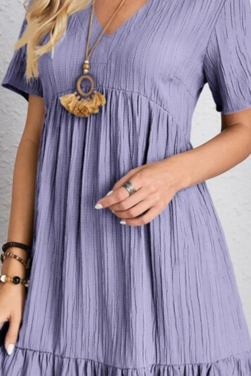 V-Neck Short Sleeve Dress