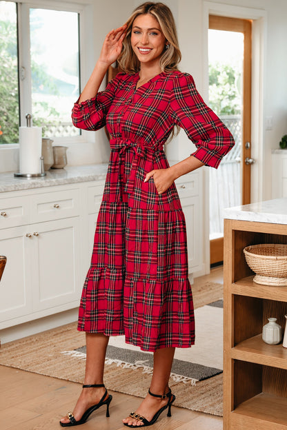 Della Ruffle Hem Long Dress