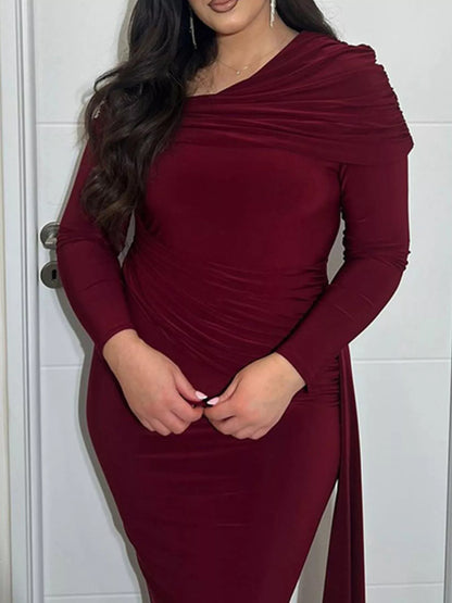 One-Shoulder Ruched Maxi Dress