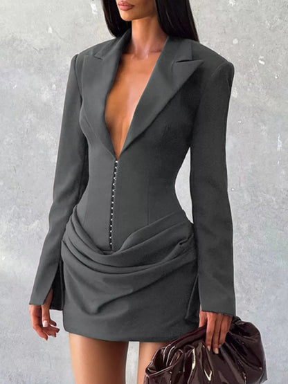 Blazer-Style Long Sleeve Mini Dress