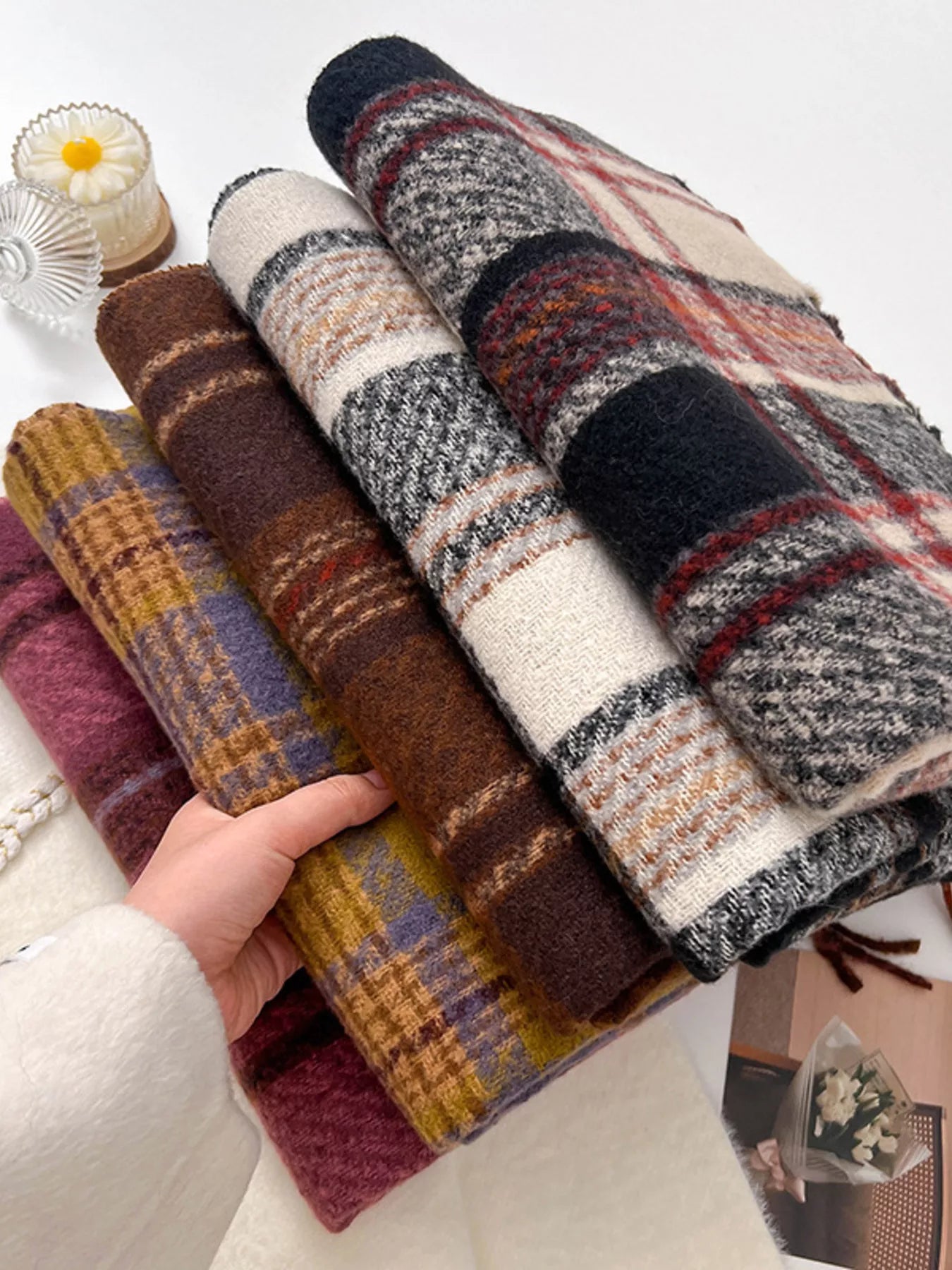 Warm Plaid Winter Scarf