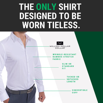 goTIELESS Ultimate Dress Shirt (White/Royal Palm)