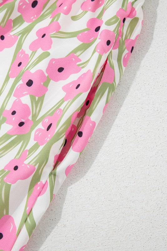 Floral Square Neck Ruffle Strap Maxi Dress