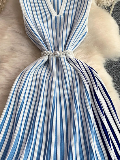 Striped Sleeveless Midi Dress