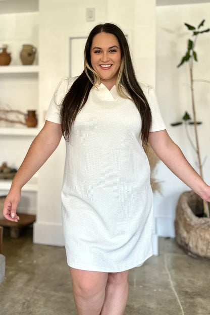 Double Take Texture Short Sleeve Dress