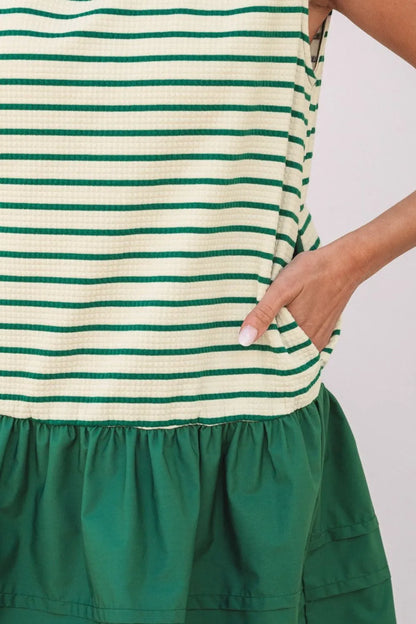 Stripe Woven Sleeveless Mini Dress