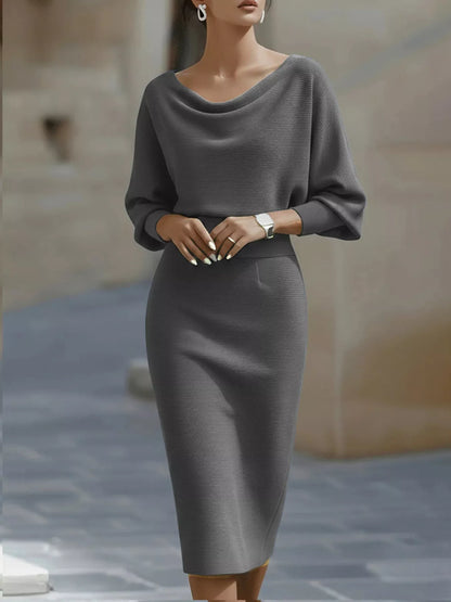 Cowl Neck Knit Bodycon Dress