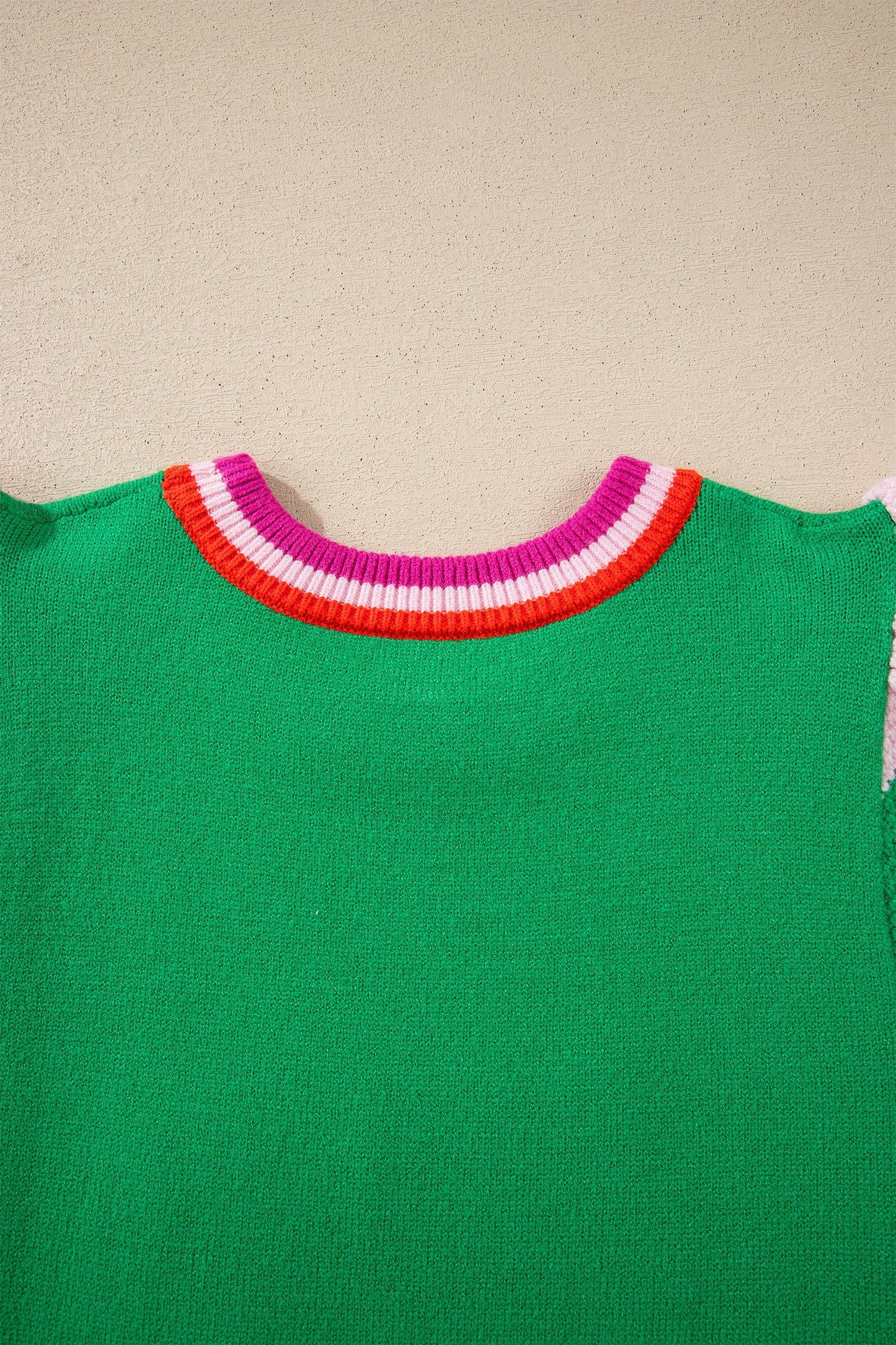 Lucky Stripe Flutter Sleeve Round Neck Sweater