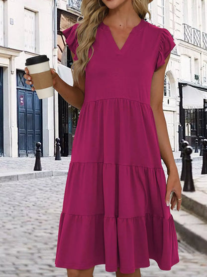 Ruffle Sleeve Tiered Midi Dress