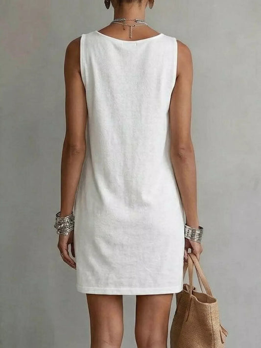 Casual Sleeveless Cowl Neck Mini Dress