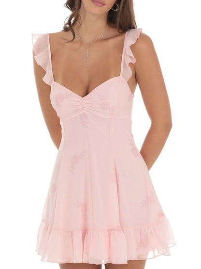 Floral Sweetheart Ruffled Cami Mini Dress