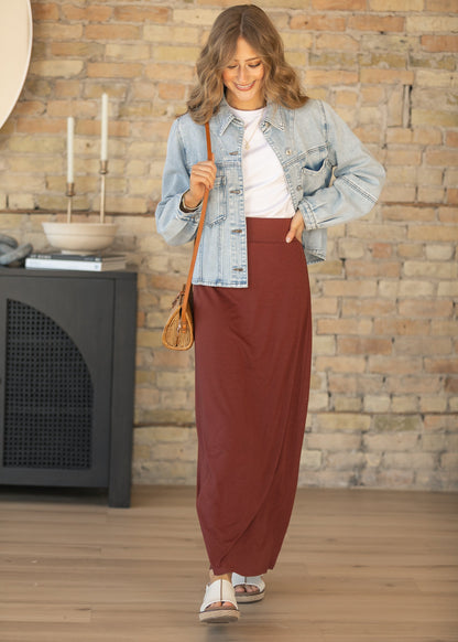 Clarise Rust Premium Knit Maxi Skirt