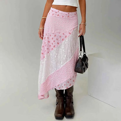 Nueva falda Midi fluida de encaje Irregular para mujer, f...