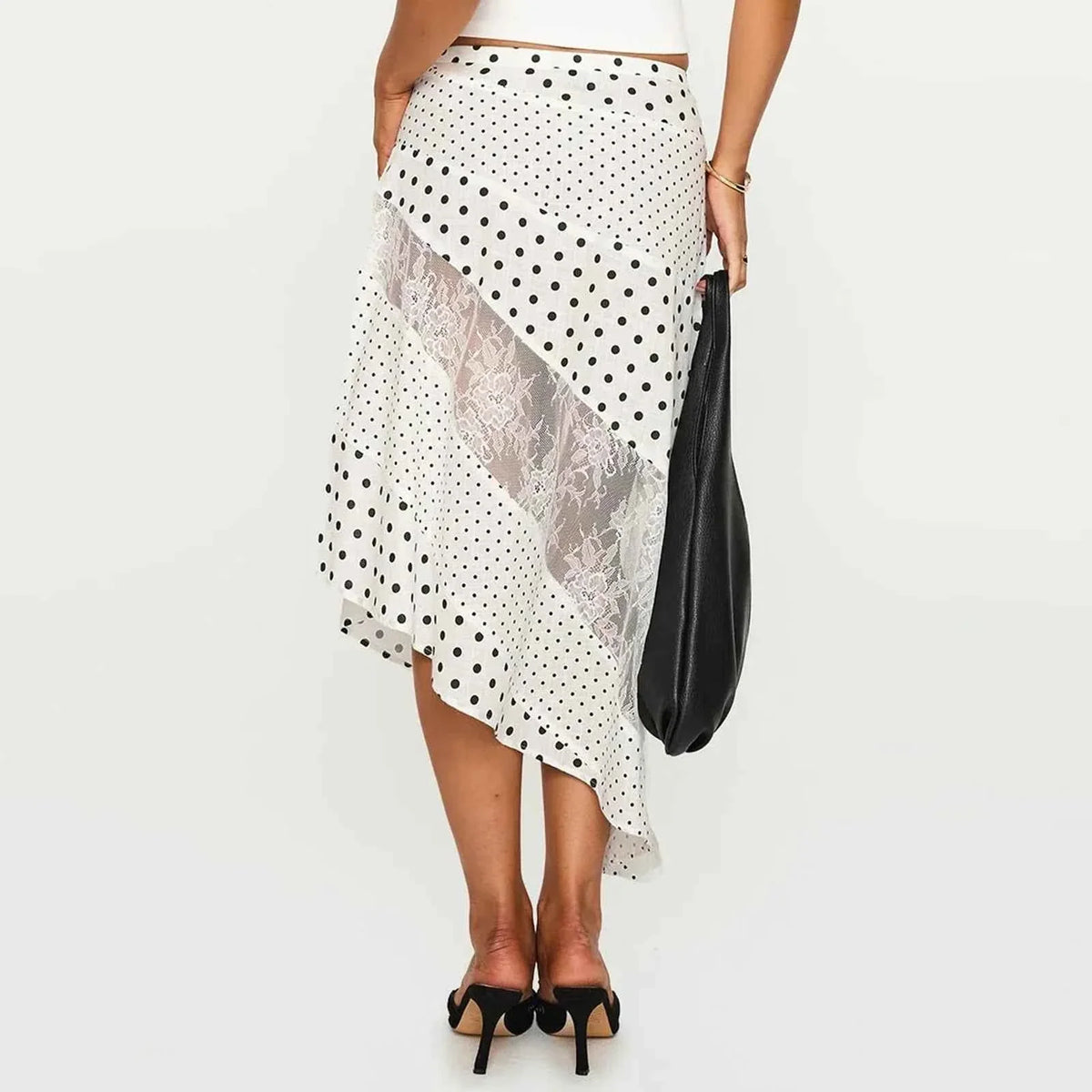 Nueva falda Midi fluida de encaje Irregular para mujer, f...