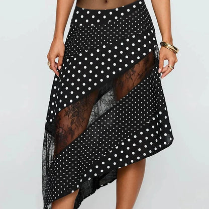 Nueva falda Midi fluida de encaje Irregular para mujer, f...