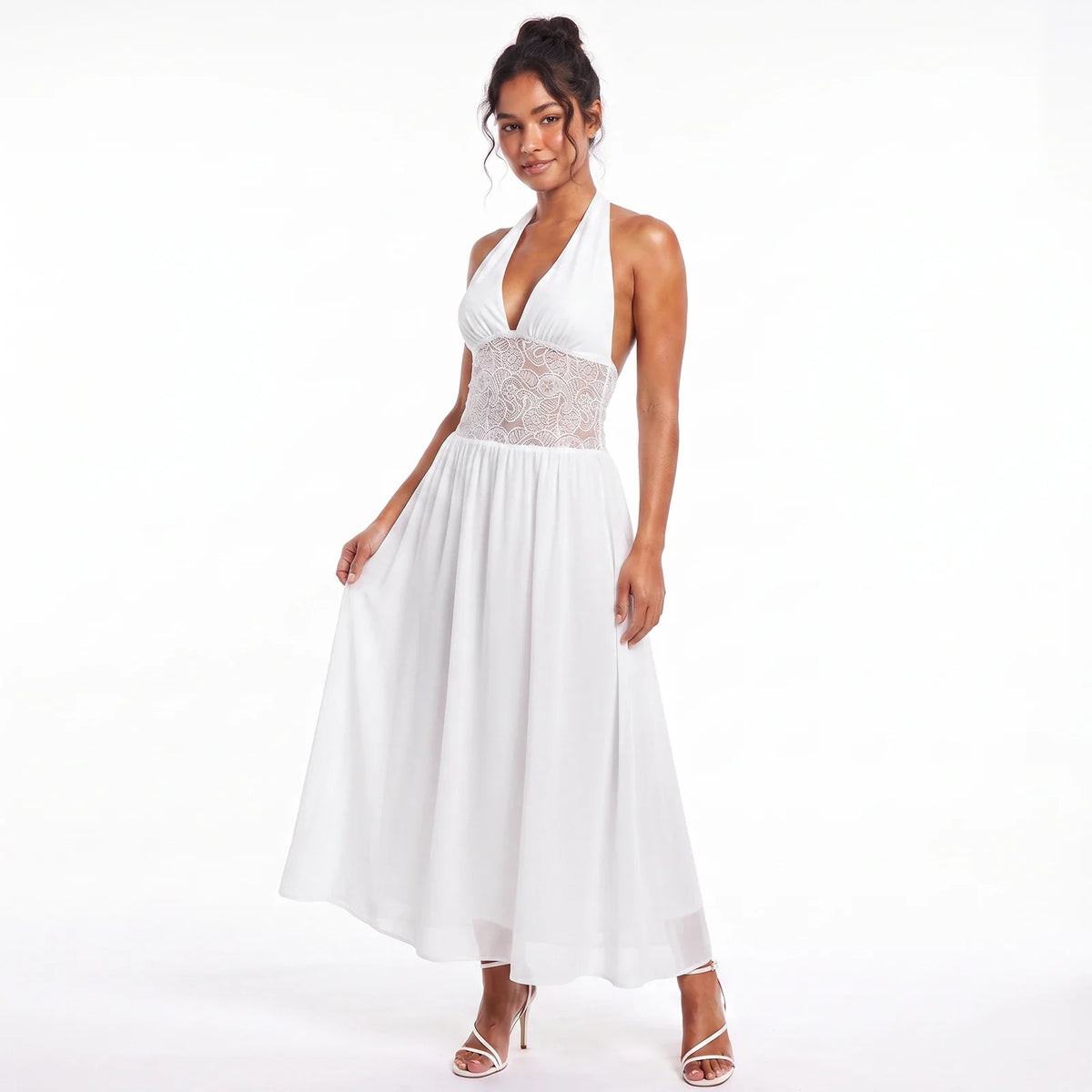 Vestido Halter Largo para Mujer, Elegante, Sin Mangas, co...