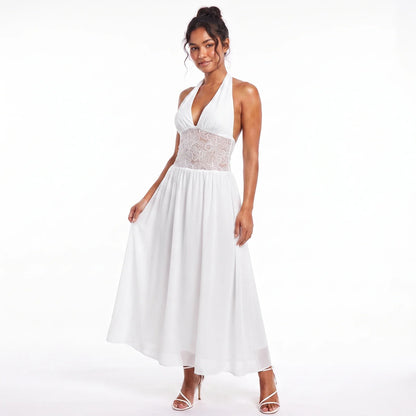 Vestido Halter Largo para Mujer, Elegante, Sin Mangas, co...