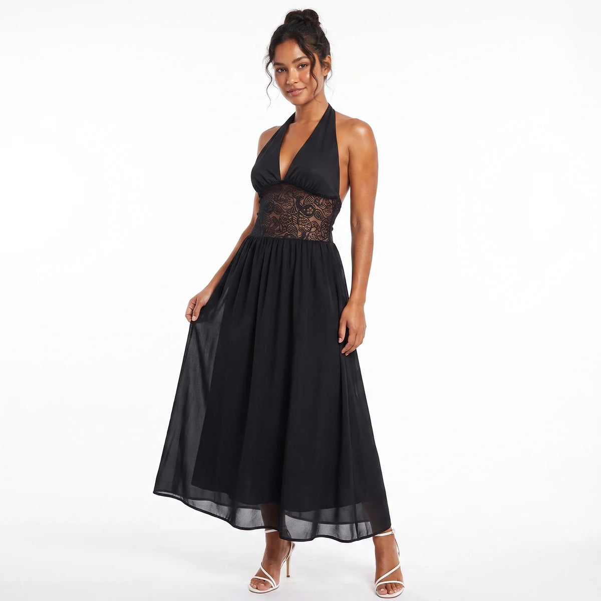 Vestido Halter Largo para Mujer, Elegante, Sin Mangas, co...