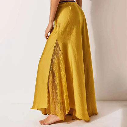 Faldas largas lisas para mujer, faldas elegantes de cintu...