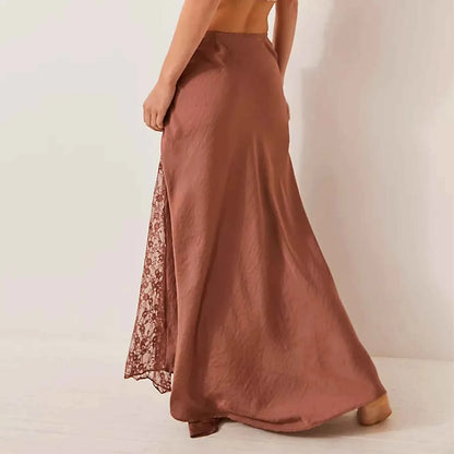 Faldas largas lisas para mujer, faldas elegantes de cintu...