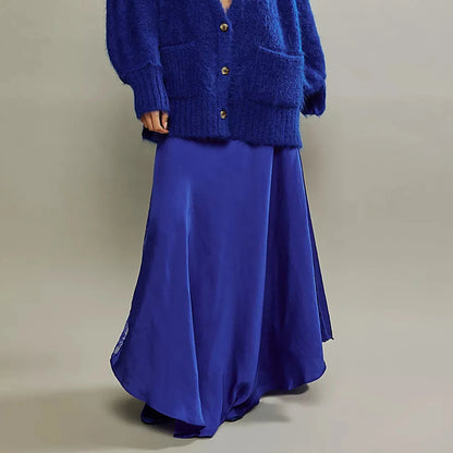 Faldas largas lisas para mujer, faldas elegantes de cintu...