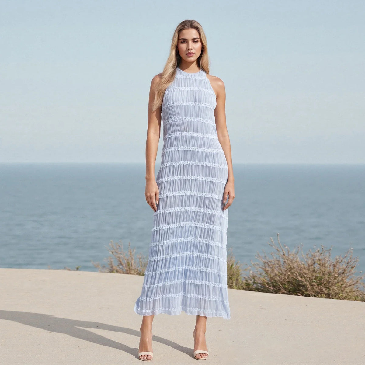Vestido de cóctel fruncido elegante para mujer, vestido l...