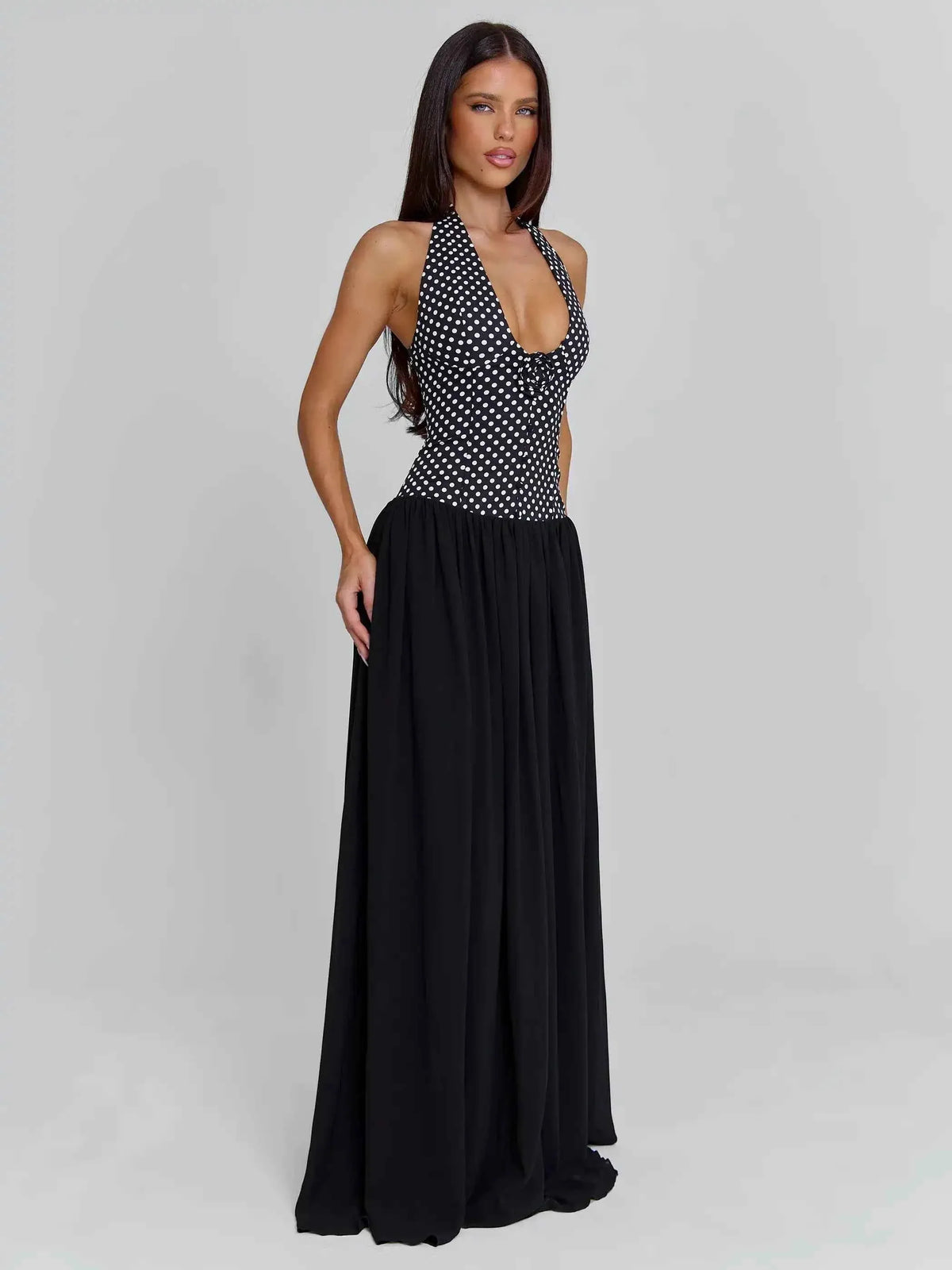 Vestido de fiesta elegante sin mangas con cuello halter p...
