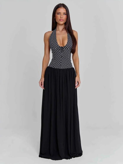 Vestido de fiesta elegante sin mangas con cuello halter p...