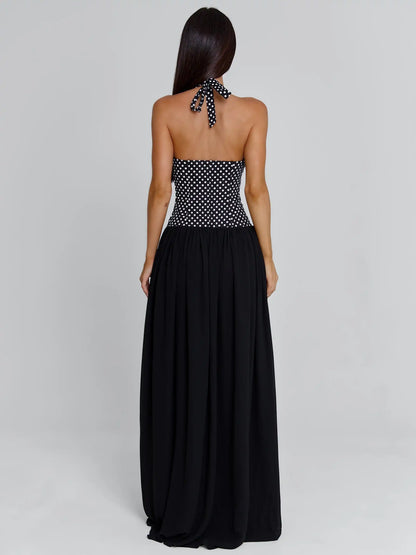 Vestido de fiesta elegante sin mangas con cuello halter p...
