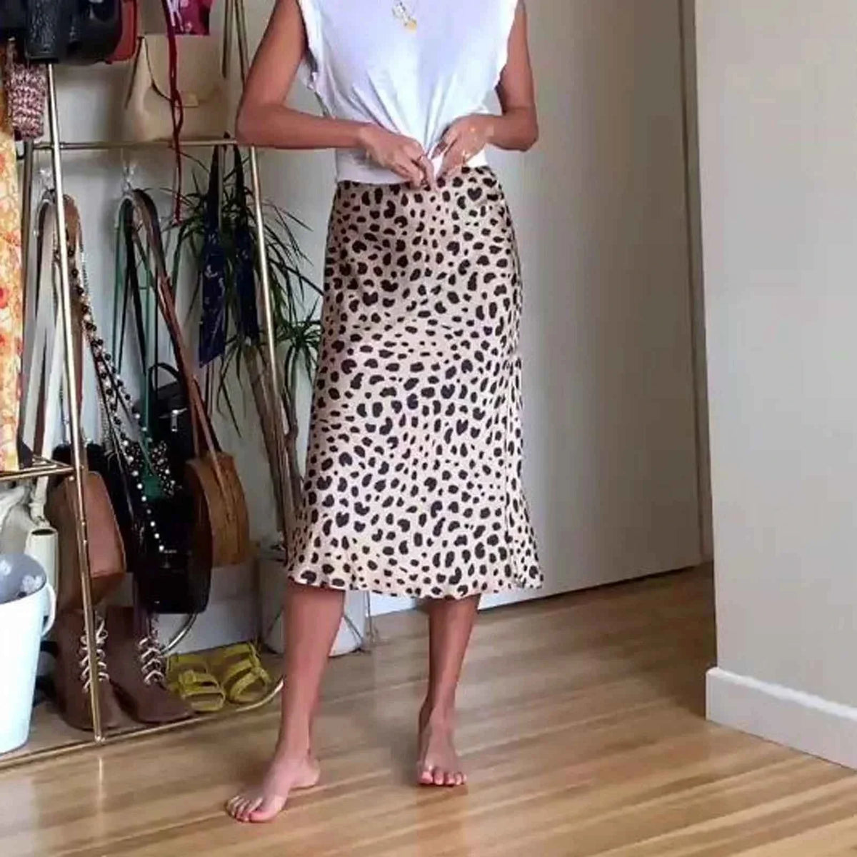 Faldas de cintura alta para Mujer, falda larga Vintage de...