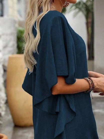 Ruffled Flutter Sleeve V-Neck Mini Dress