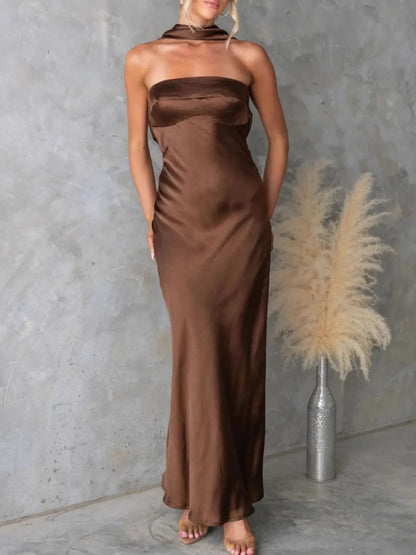 Satin Halter Maxi Dress