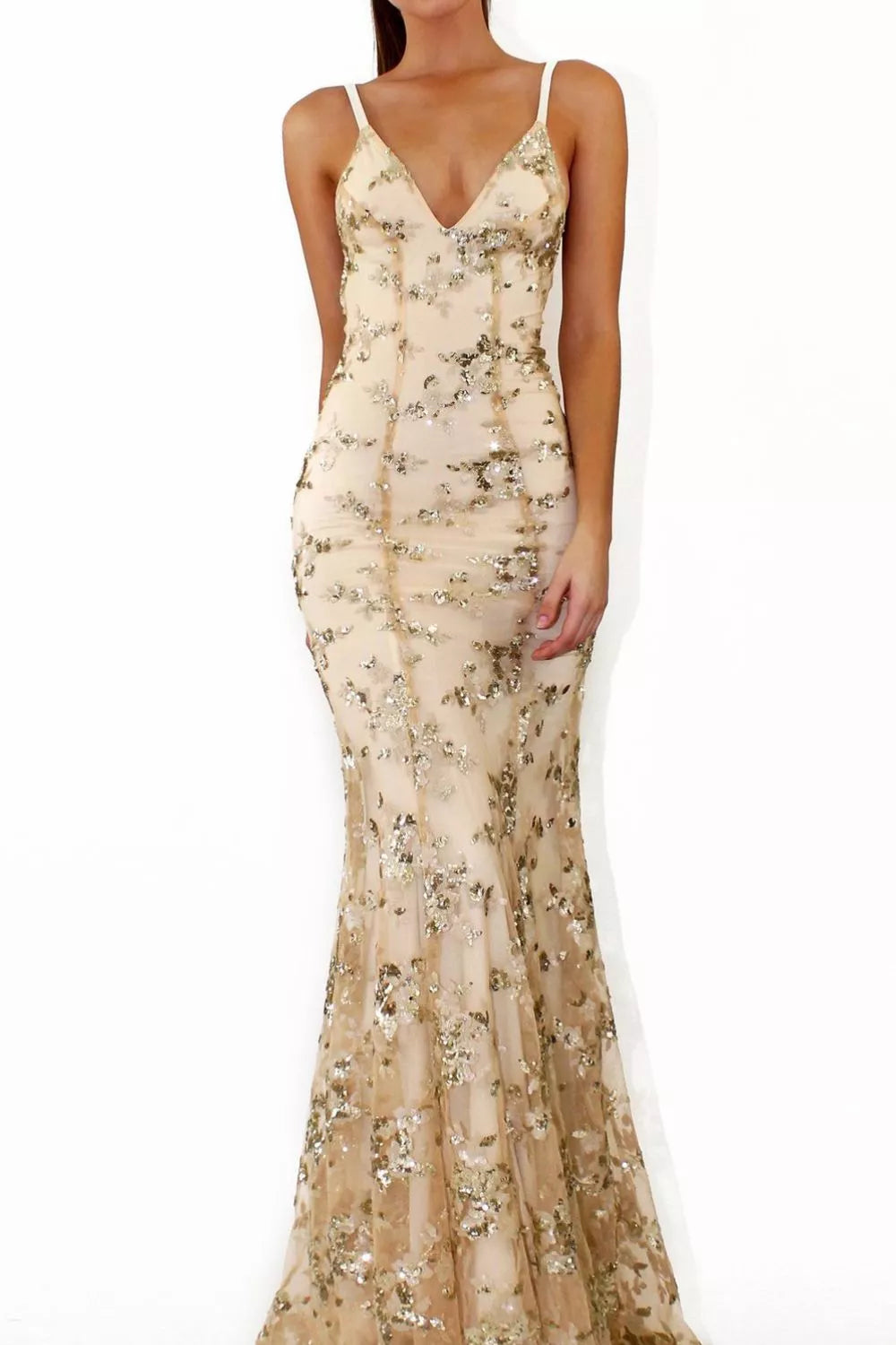 Sequin Tie Back V-Neck Maxi Dress