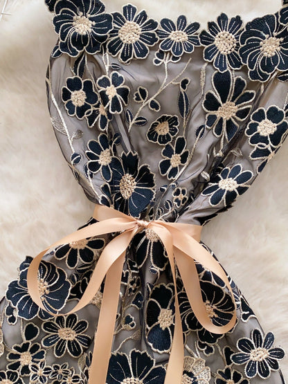 Floral Tie Waist Mini Dress