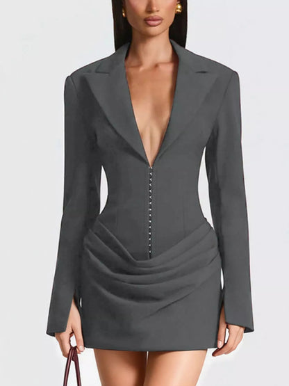 Blazer-Style Long Sleeve Mini Dress