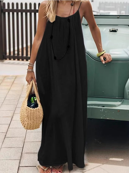 Full Size Backless Scoop Neck Maxi Dress Plus Size