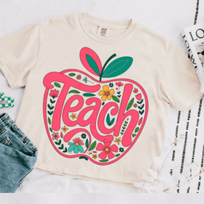 Teach Apple Shirt for Teachers Comfort Colors Tee