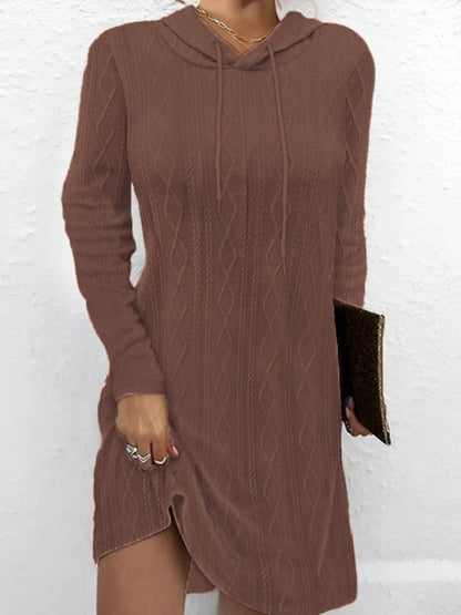 Casual Long Sleeve Hooded Knit Dress