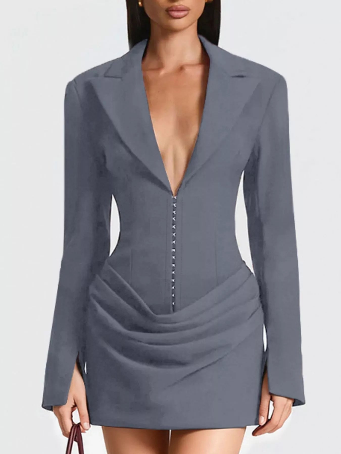 Blazer-Style Long Sleeve Mini Dress
