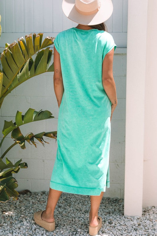Eloise Mineral Wash Pocketed T-shirt Long Dress