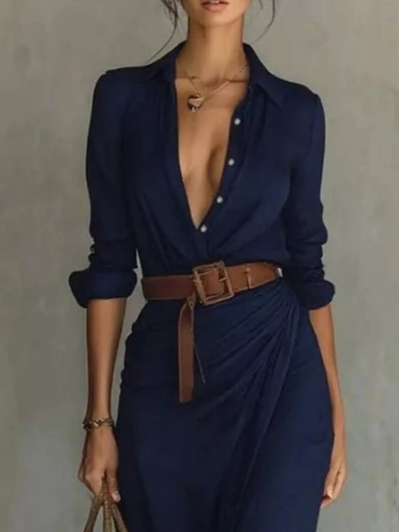 Ruched Long Sleeve Maxi Dress