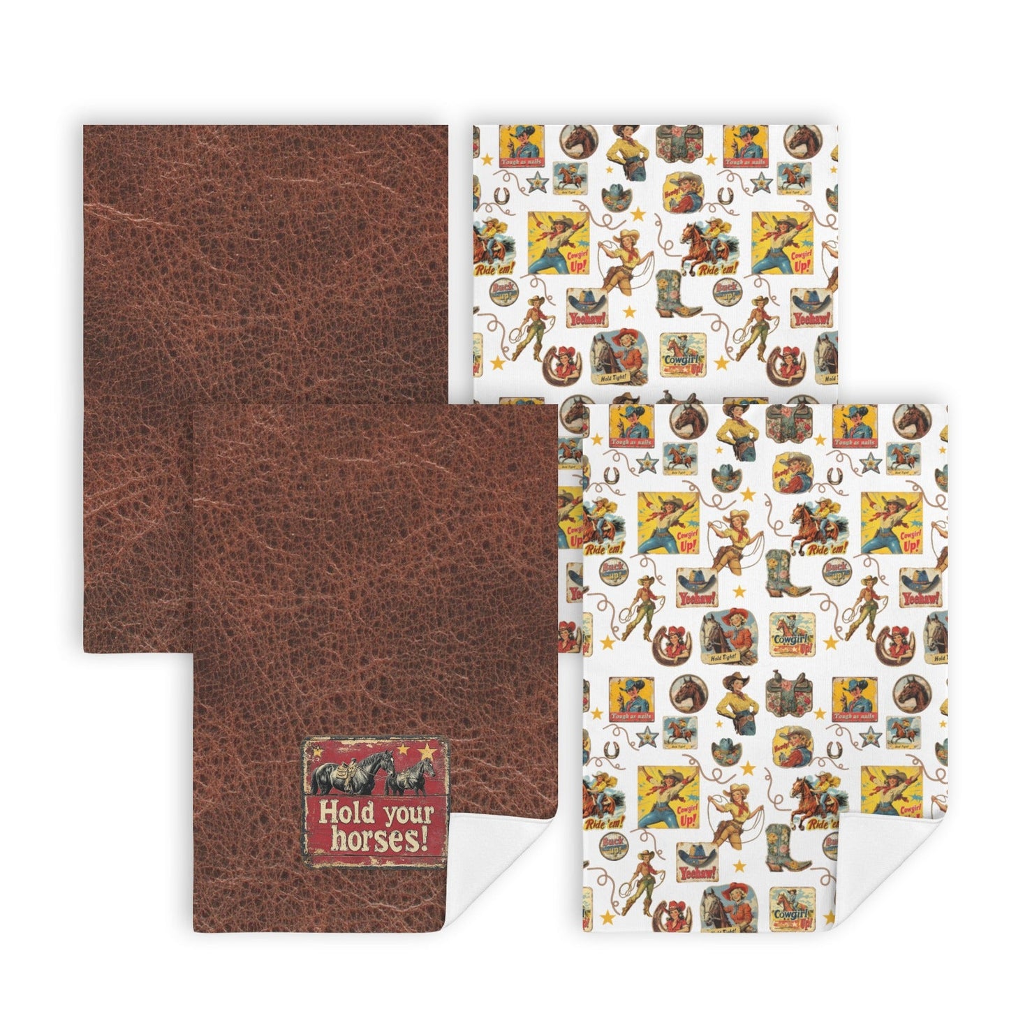 Baha Ranch Vintage Cowgirls Set of 4 Kitchen Dish Towels Made in America