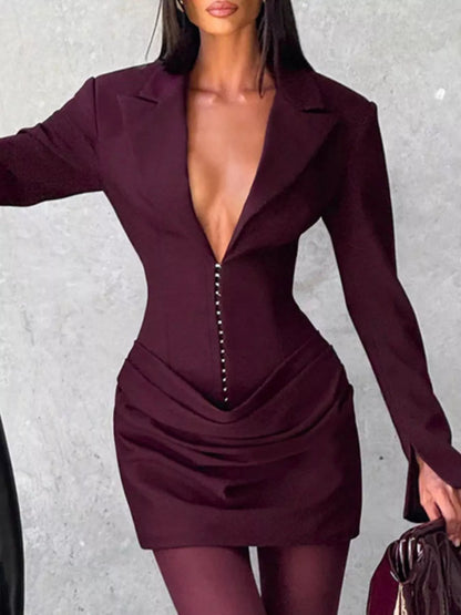 Blazer-Style Long Sleeve Mini Dress