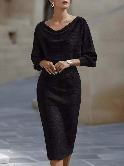 Cowl Neck Knit Bodycon Dress
