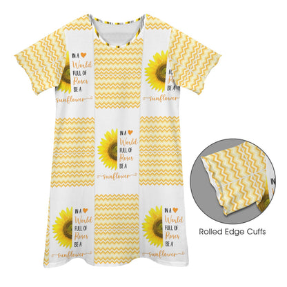 Be a Sunflower Women's Crew Neck Short Sleeve Dress (Model D76)