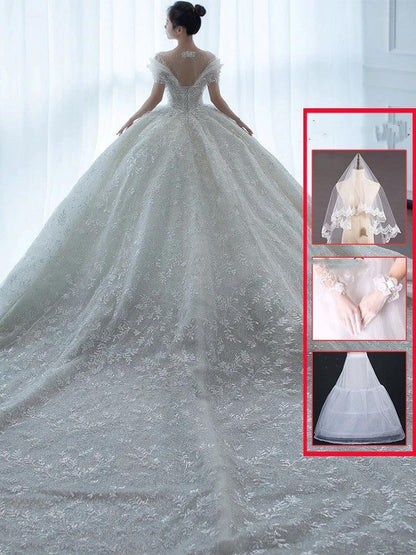 Off Shoulder French Main Wedding Dress